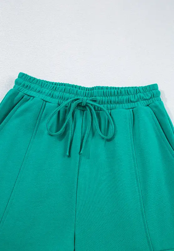 Round Neck Long Sleeve Top And Drawstring Pants Set