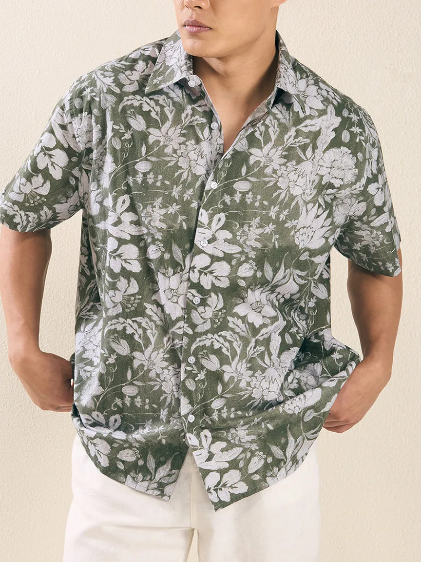 Everyday Half Sleeve Printed Linen Men's Formal Shirt