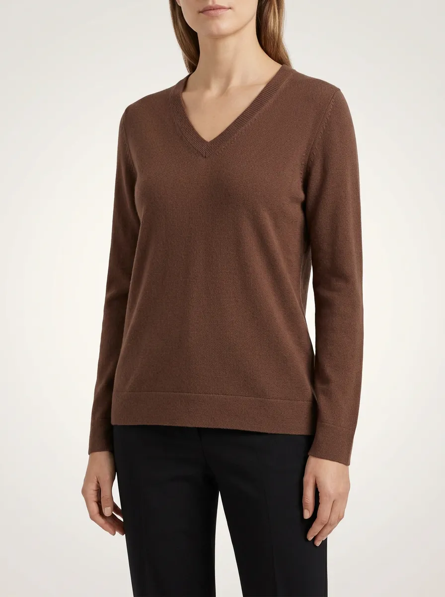 Women's Ribbed V-Neck Knit Sweater
