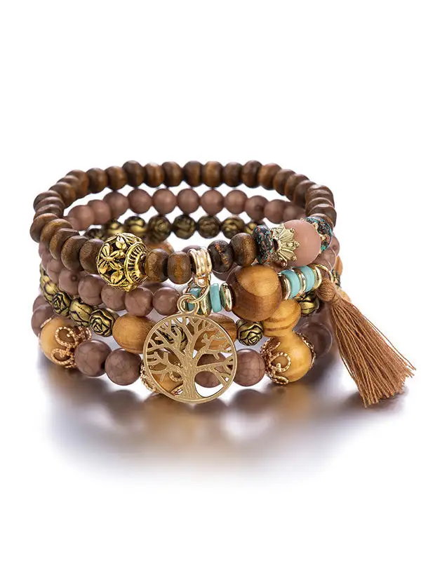 Layered Beaded Tassel Handmade Bracelet