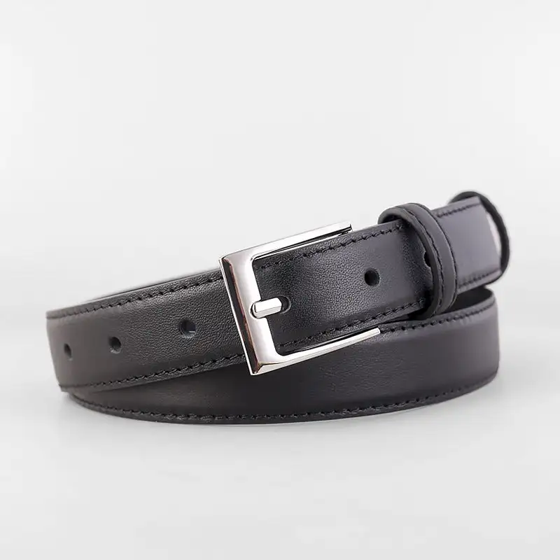 Everyday Classic Leather Skinny Belt with Buckle