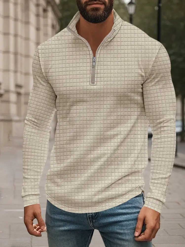 Casual Checkered Stand Collar Sweatshirt Hoodie