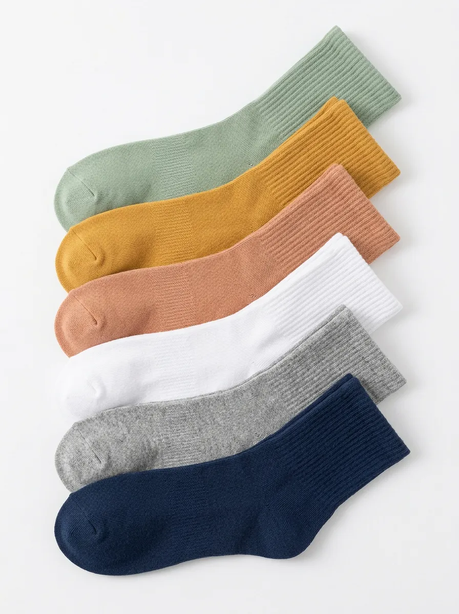 Solid Men's Six-Pair Long Socks