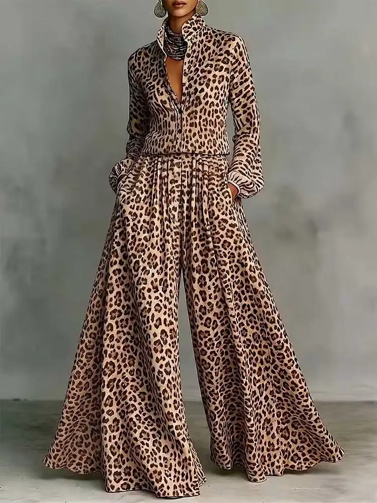 Wide-Leg Long-Sleeve Women's Matching Set