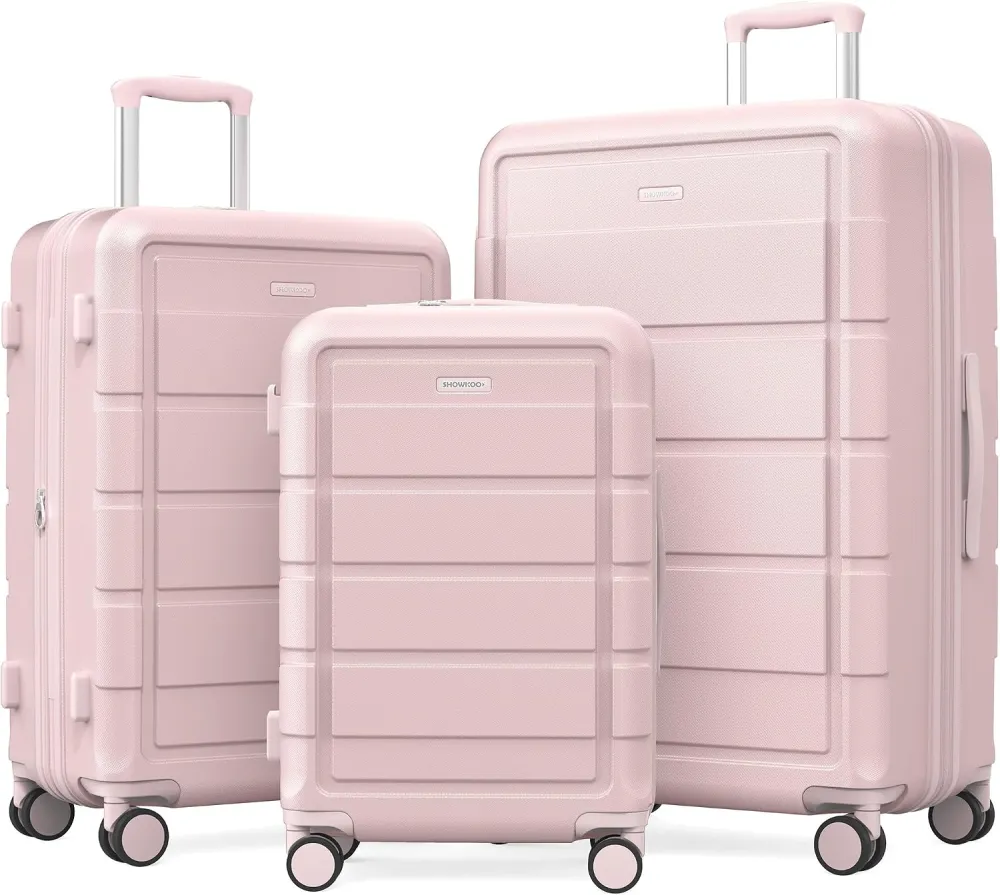 SHOWKOO G-Series Luggage set 3pcs, 100% PC Durable Hardshell Suitcase