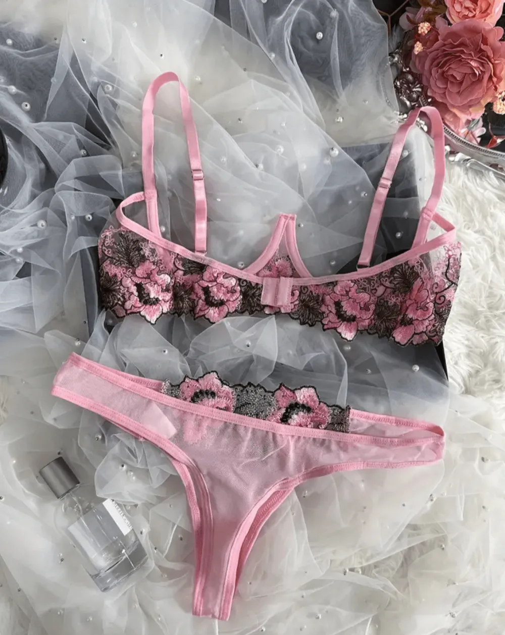 Bralette Open Cup Lingerie Set