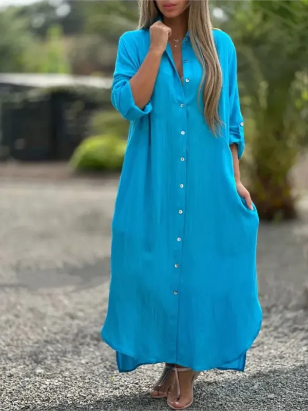 Long Sleeve Cotton Blend Long Skirt