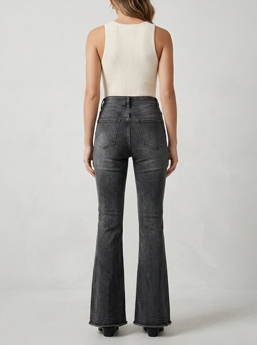 High-Waist Stretch Seamed Women's High-Waist Stretch Flare Jeans