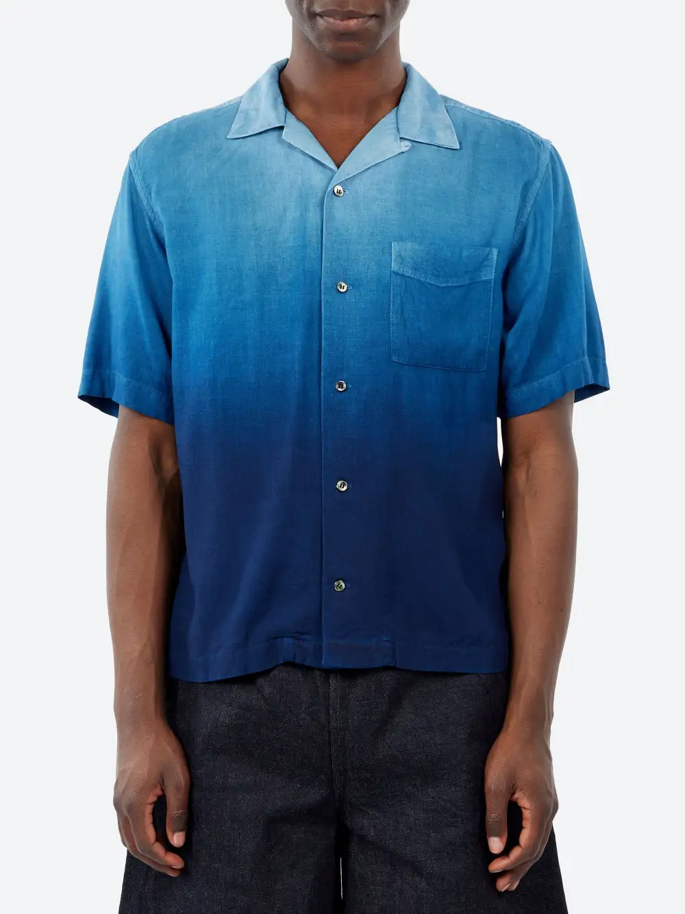 Men's Linen Open Collar Shirt