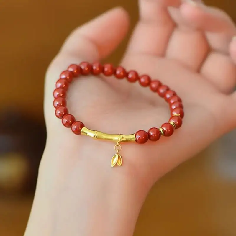 Bamboo Cinnabar Sterling Silver Concentration Bracelet