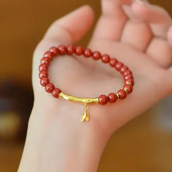 Bamboo Cinnabar Sterling Silver Concentration Bracelet