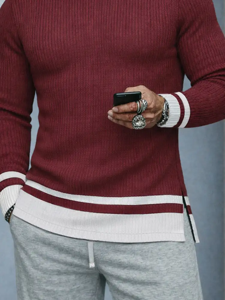 Button Placket Turtleneck Sweater