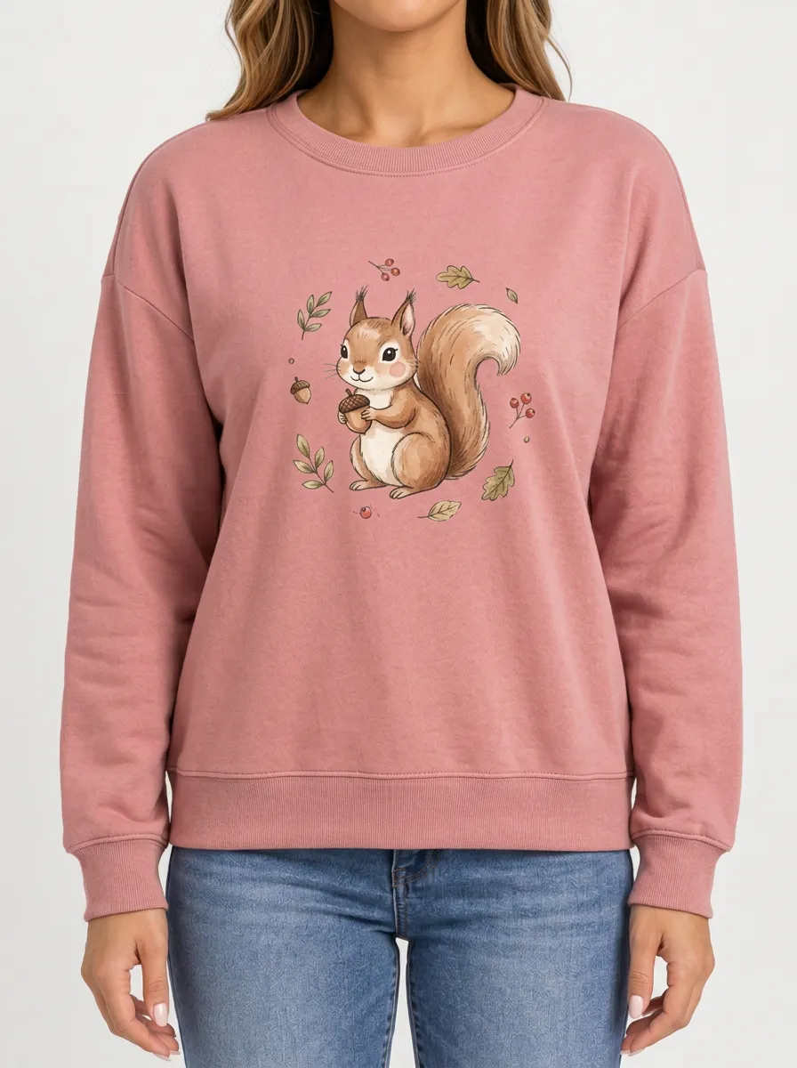 Women's Squirrel Motif Graphic Casual Sweatshirt
