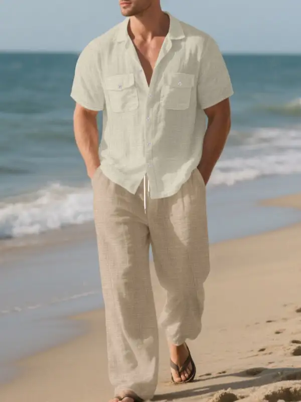 Men's Full Size Casual Button Up Shirt and Pants