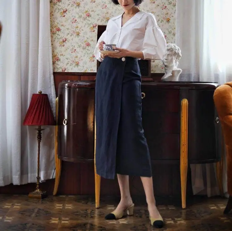 Versatile Promenade Everyday Casual Linen Skirt