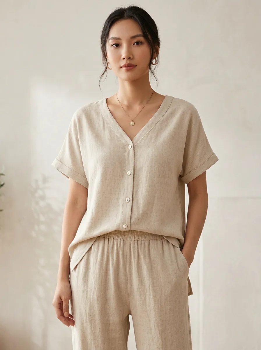 Comfort-Look Women's V-Neck Casual Lounge Set
