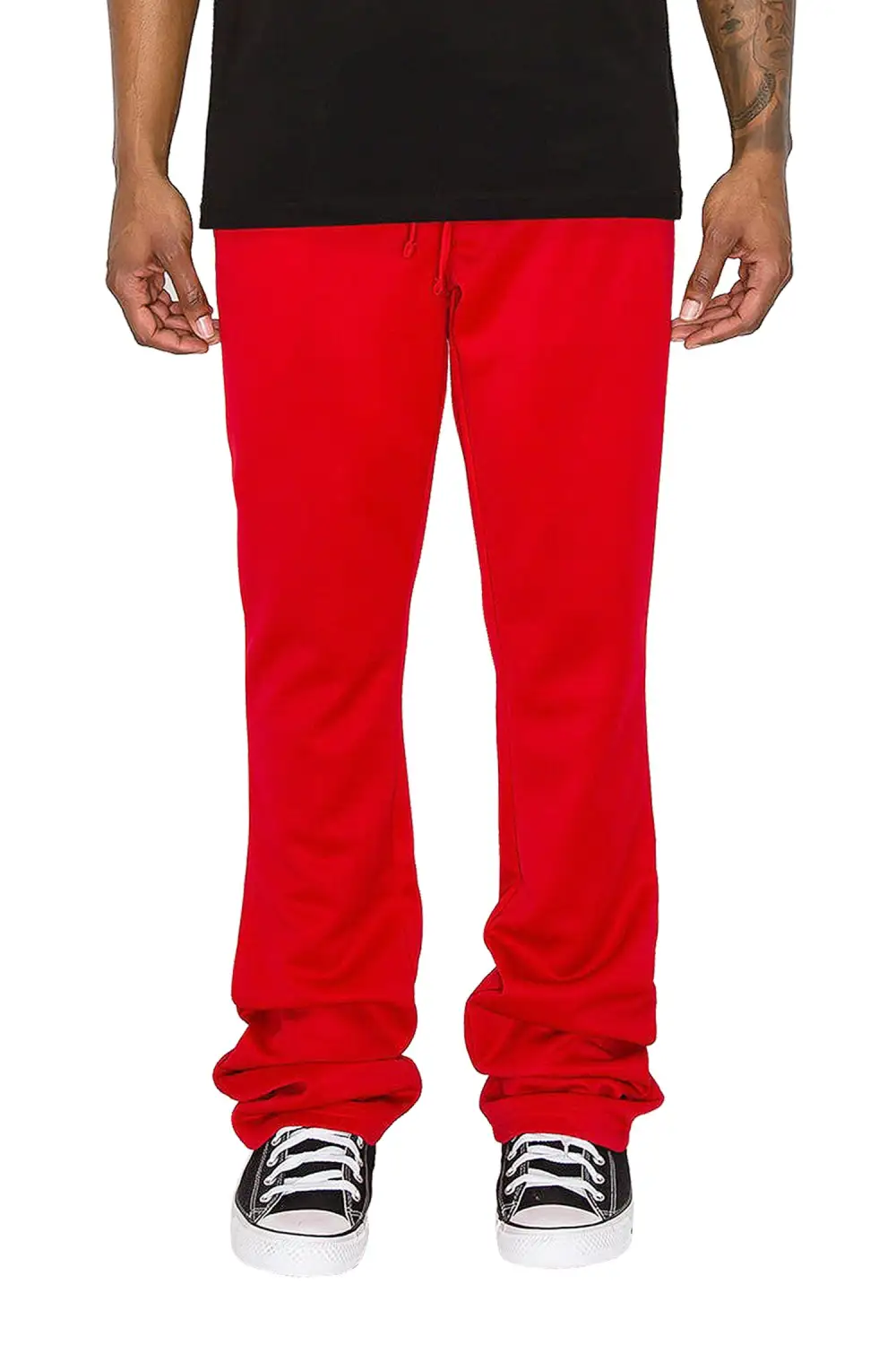 Men's Essential Solid Flare Stacked Track Pants