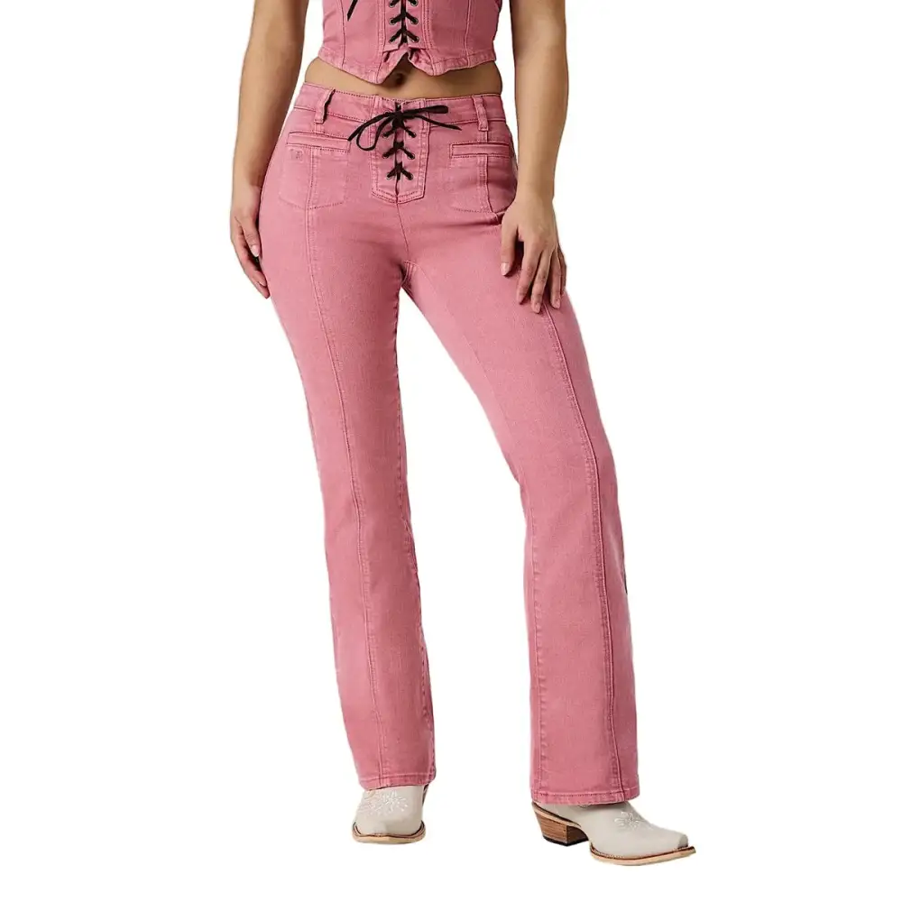 Women's Classic Bootcut Mid Rise Lace Detail Jeans
