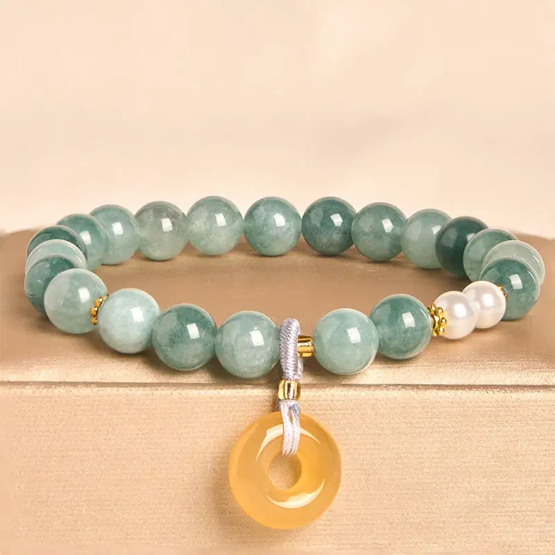 Jade Buckle Pearl Beads Bracelet