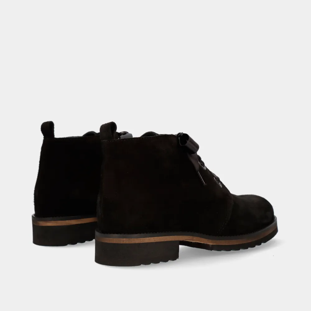Polished Leather Lace Up Ankle Boots