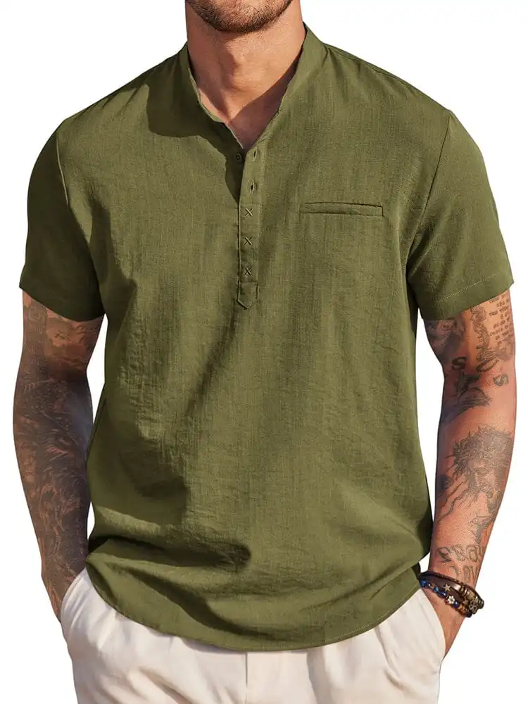 Soft Weave Henley Woven Shirt