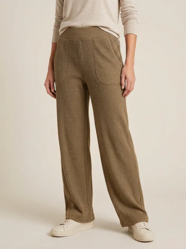 Women's Casual Lounge Waffle Knit Wide Leg Pants