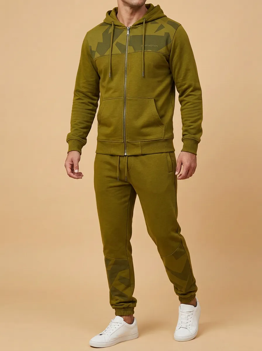 Men's Modern Geometric Pattern Print Jogger Set