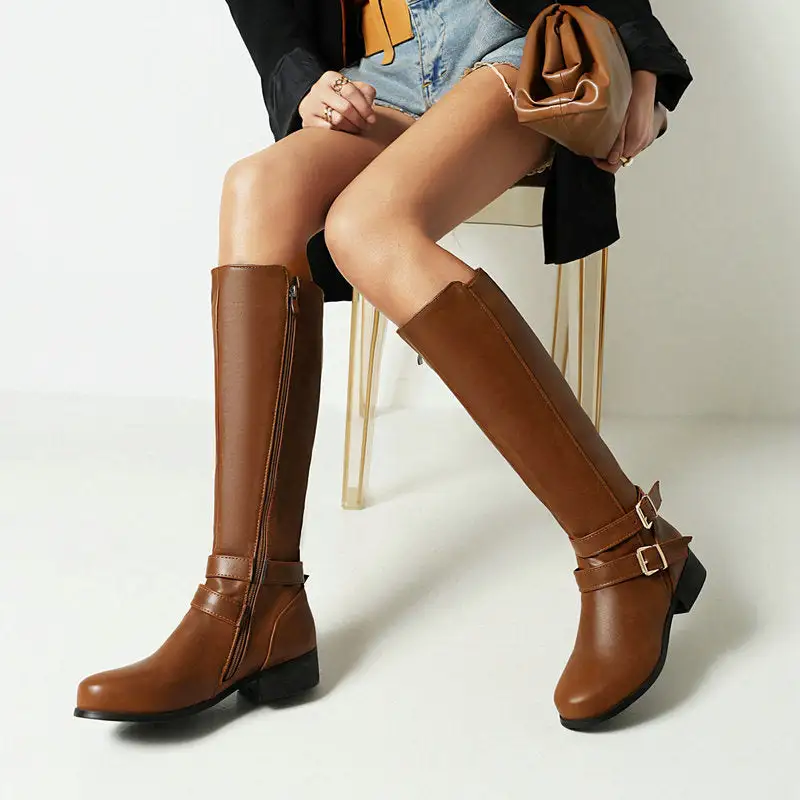 Low-Heel Knee-High Dress Boots For