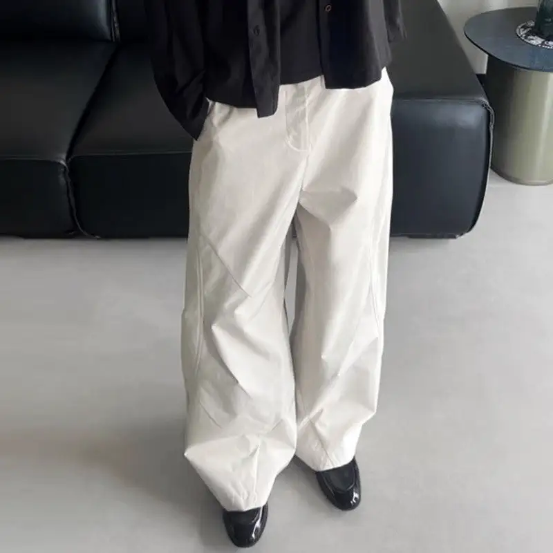 Women's Wide Leg Loose Fit Pleated Curved Cut Pants
