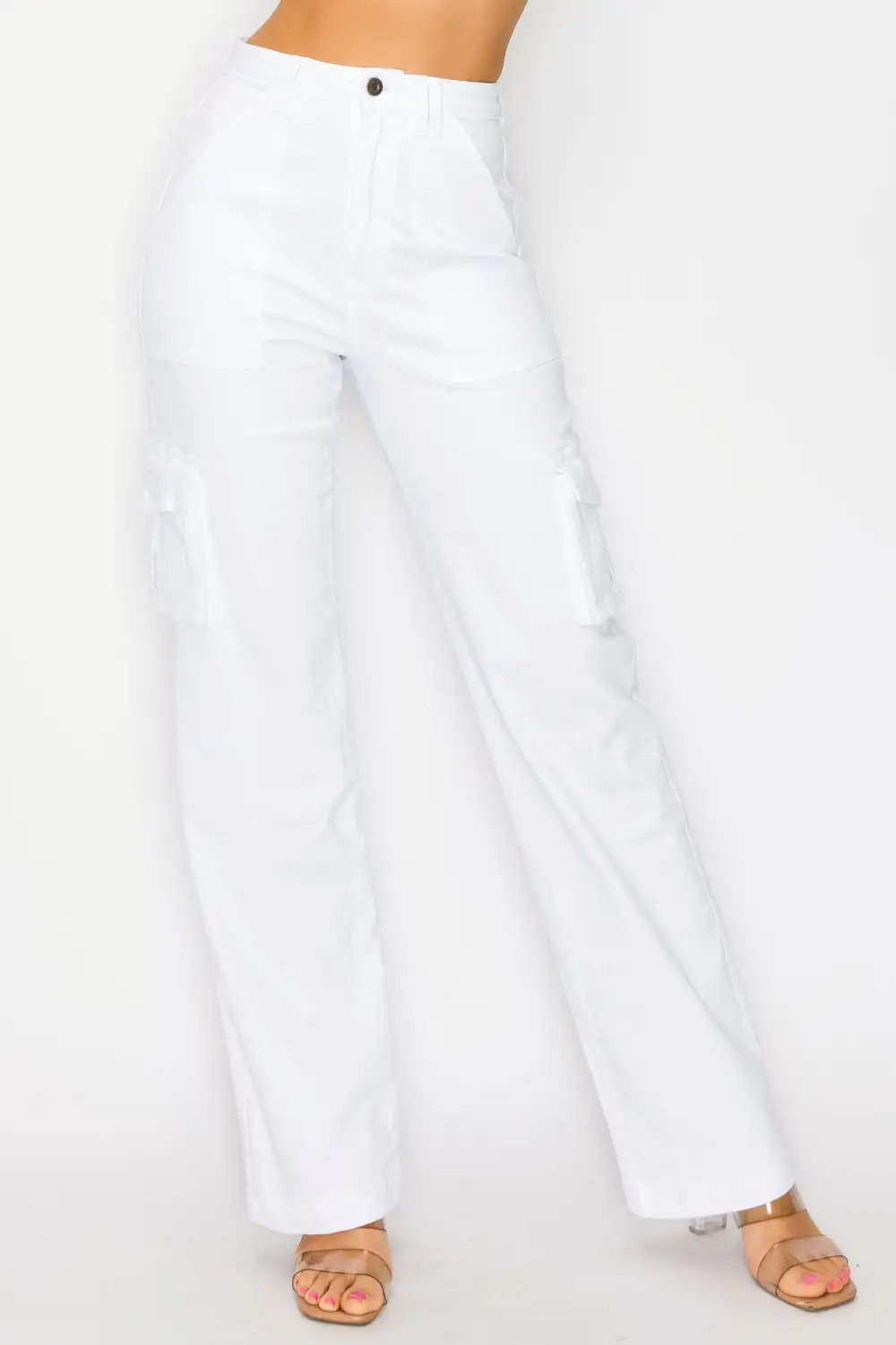High-Rise Wide-Leg Cargo Jeans