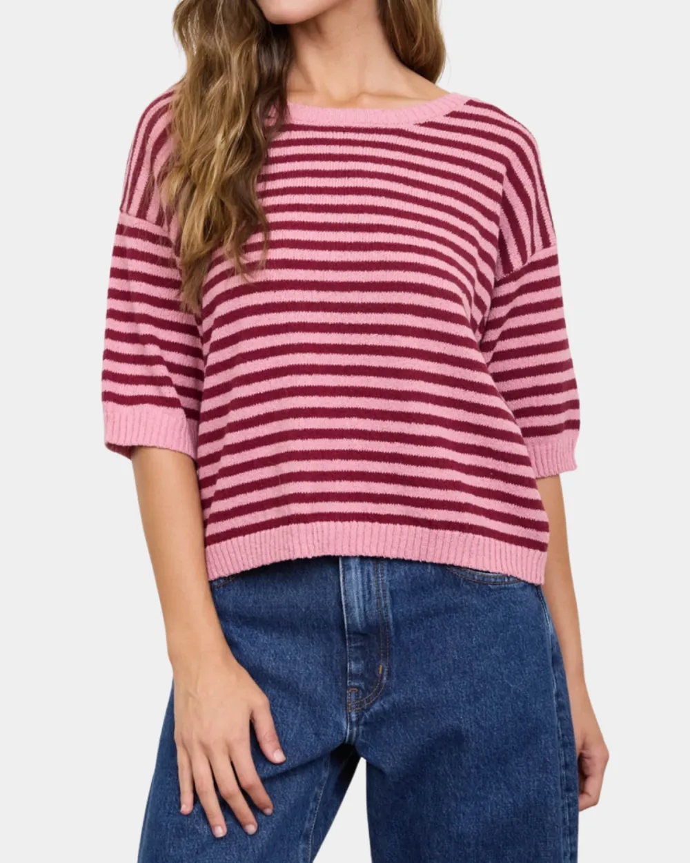 Trim Stripe Sweater Top