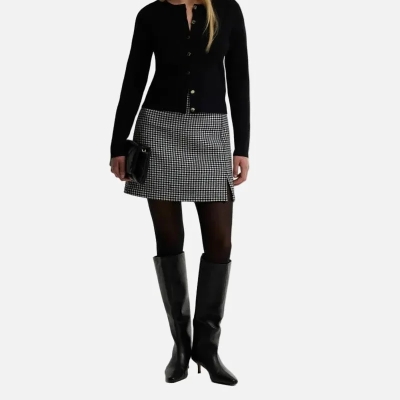 Gingham Split Mini Skirt