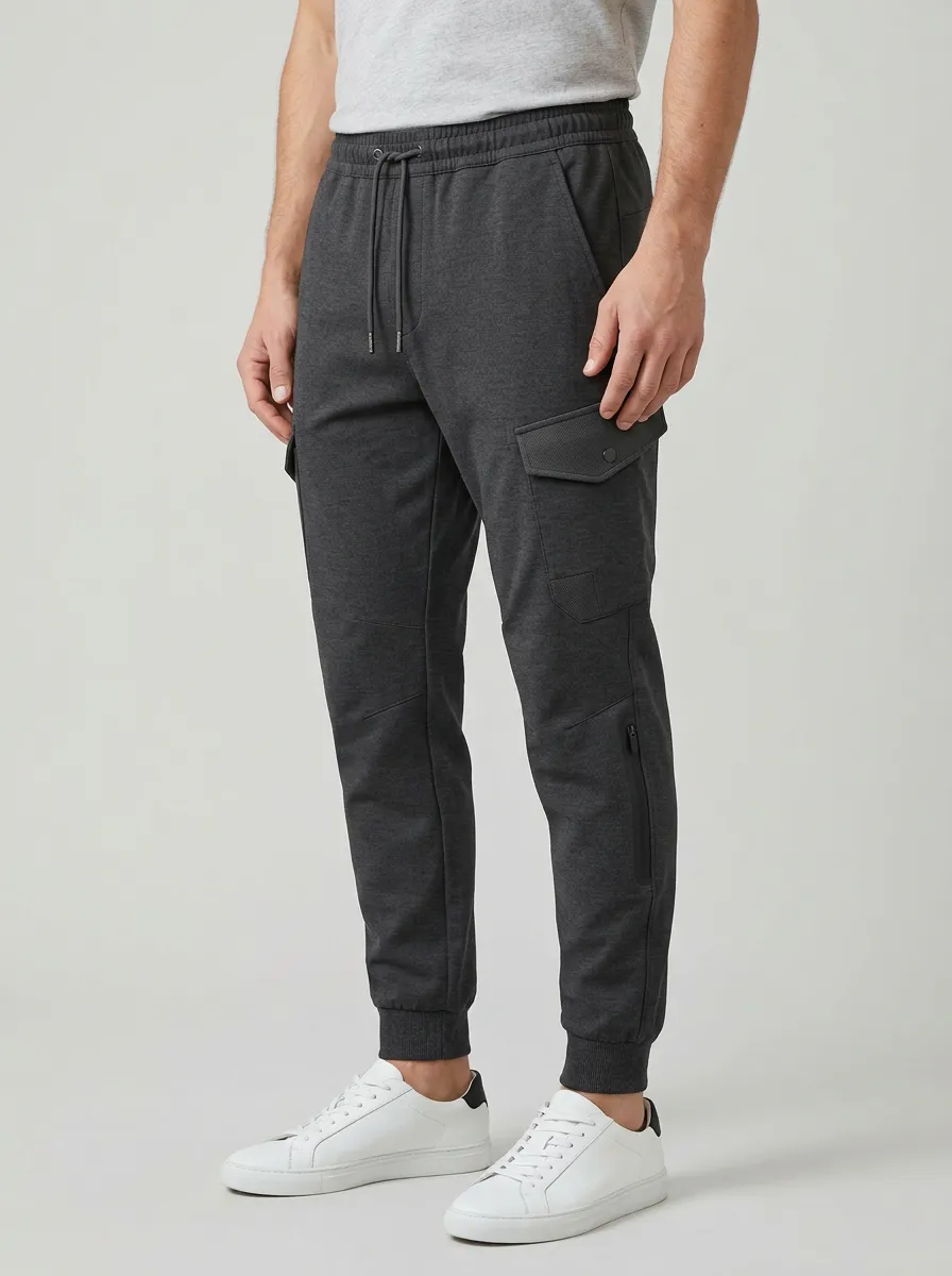 Contemporary Graphic Print Relaxed Look Men's Cargo Jogger Pants