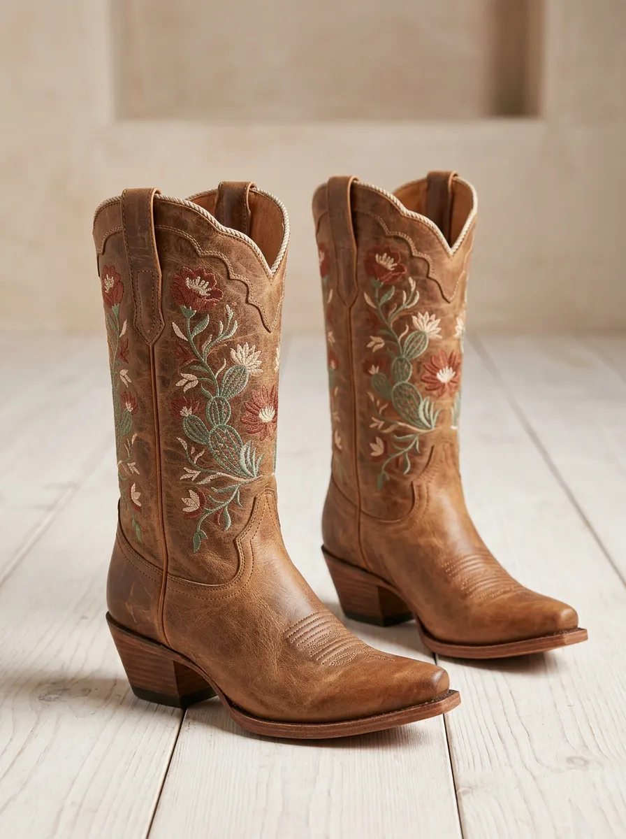Ranch Embroidered Floral Frontier-Look Western Boots