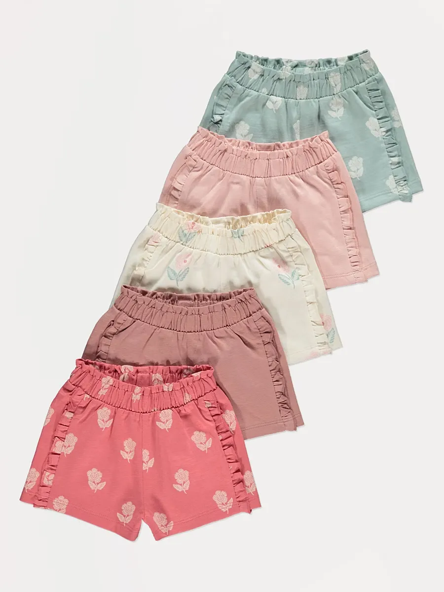 Floral Frill Trim Shorts 5 Pack