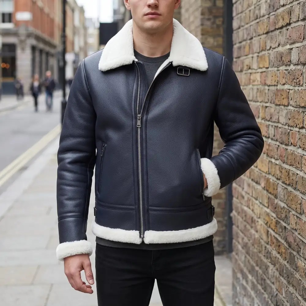 Leather Bomber Aviator Flight Jacket