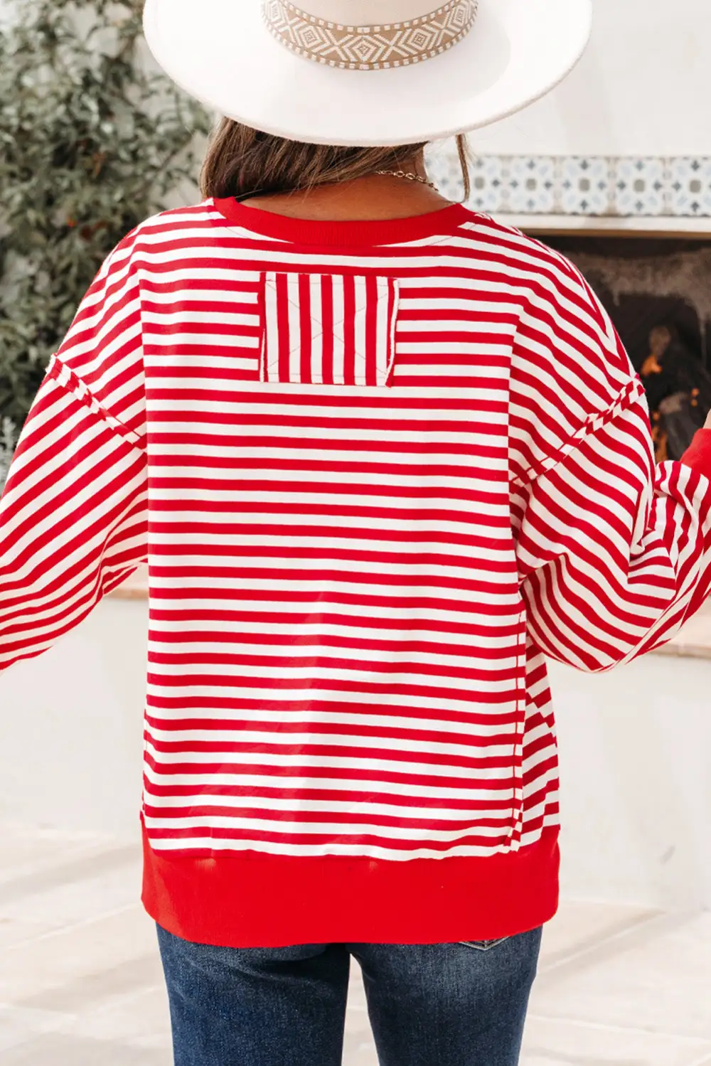 Women's Striped Sequin Drop Shoulder T-Shirt