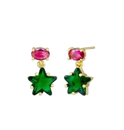 Crystal Star Drop Stud Earrings