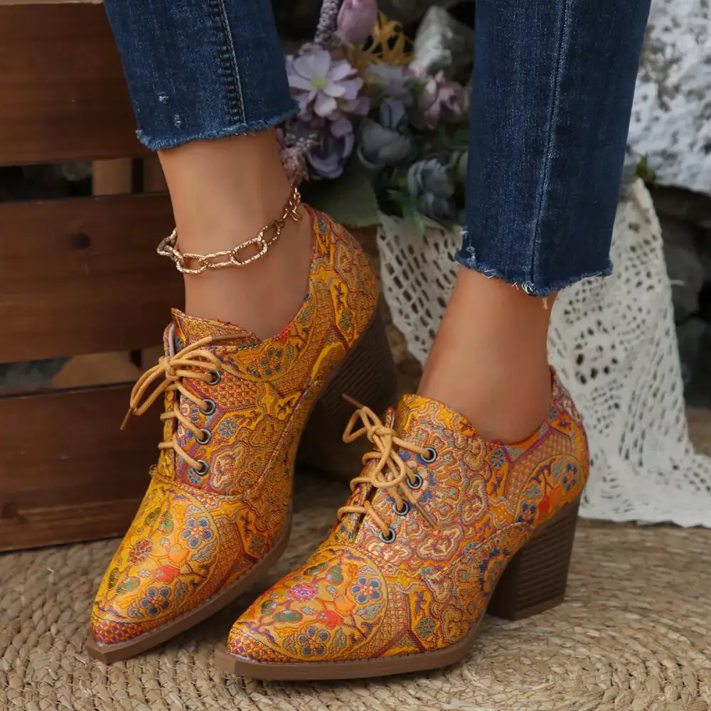 Refined Pointed Toe Block Heel Ankle Boots