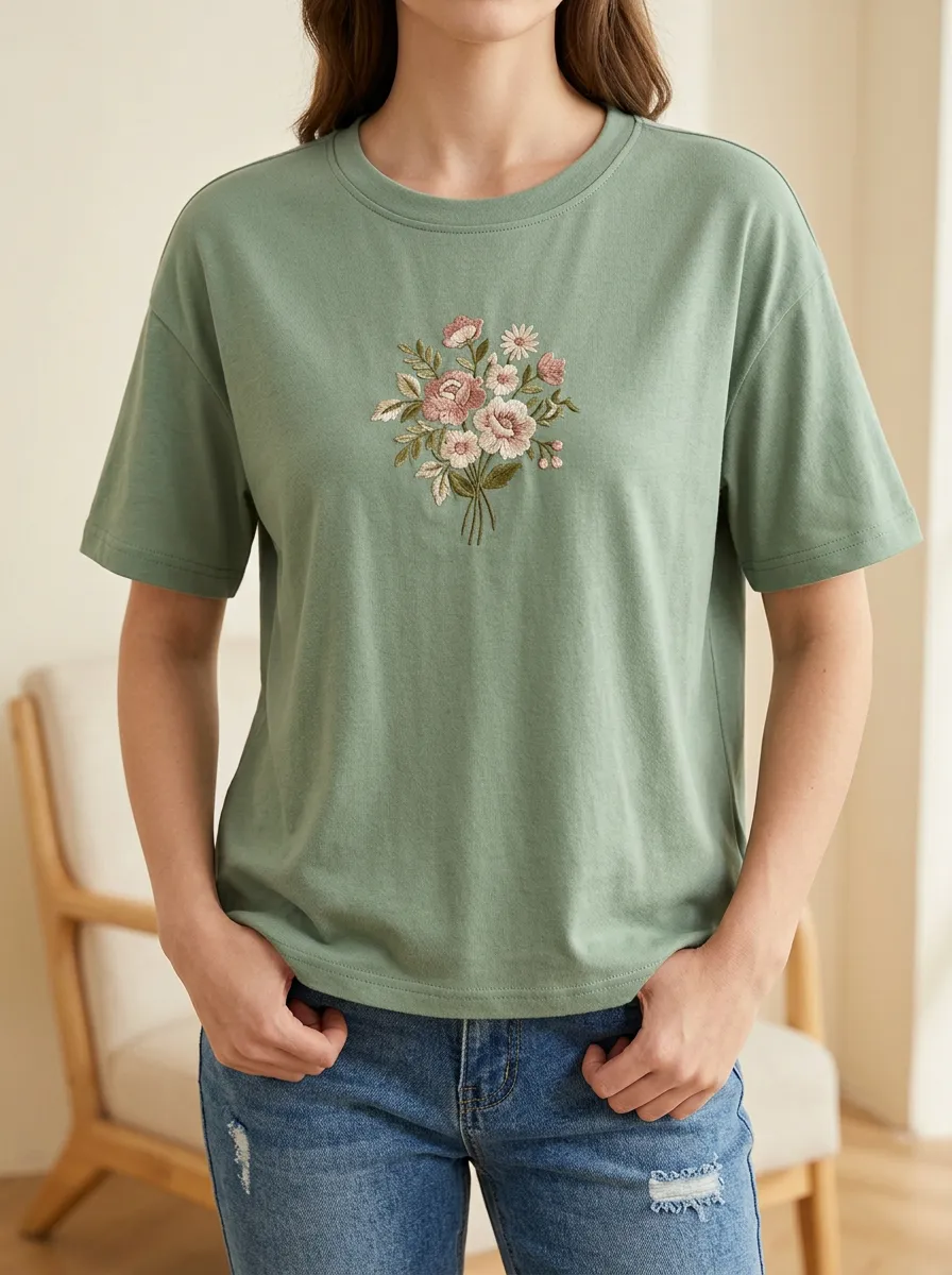 Everyday Graphic Print Floral Print Women's Short Sleeve Tee