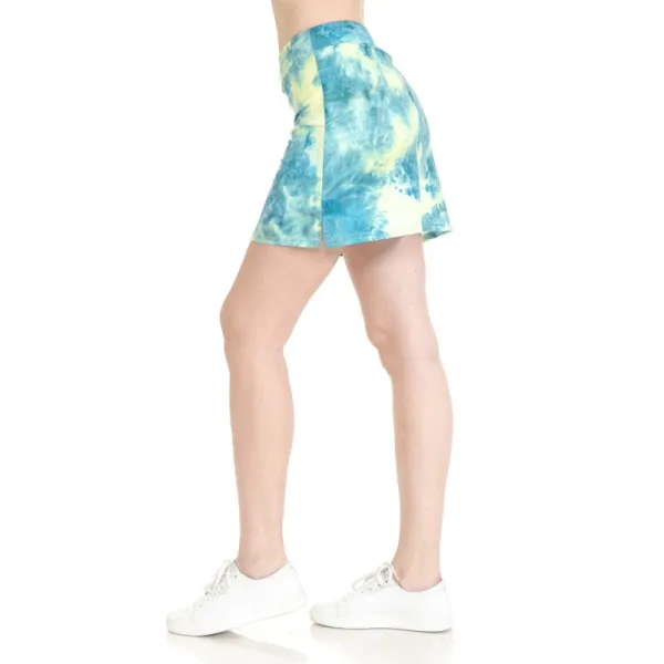 Lime Sherbet Tie-Dye Side-Slit Active Shorts