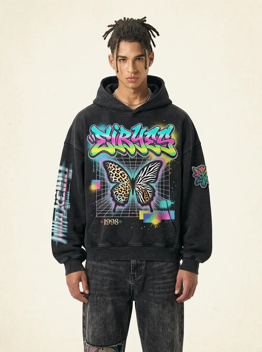 Men's Streetwear Graffiti Leopard Zebra Hoodie