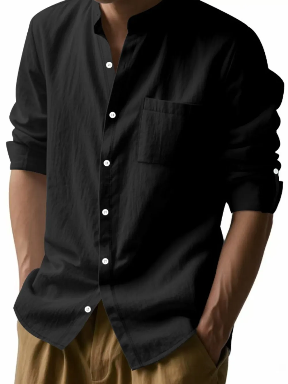 Polyester Button Down Long Sleeve Shirt