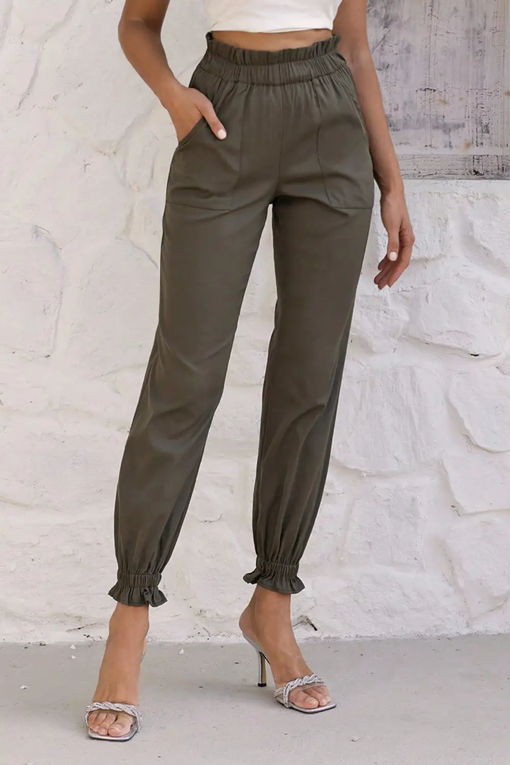 Relaxed High Waist Pocket Detail Pants