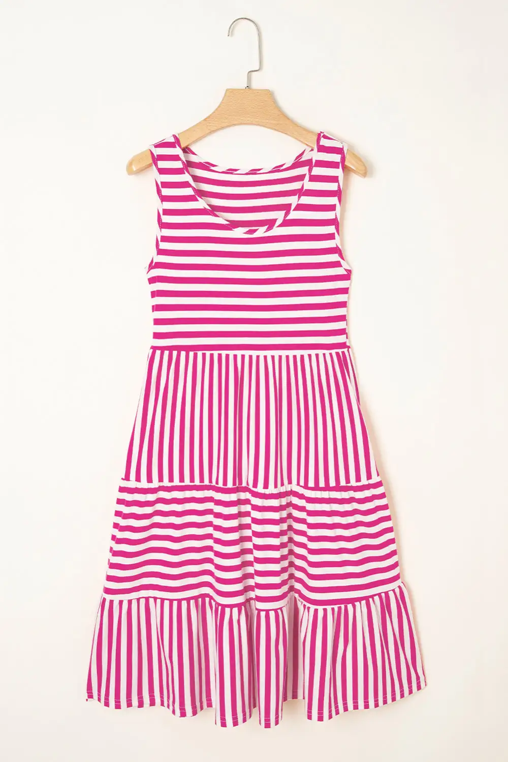 Striped U-Neck Relaxed Fit Mini Dress