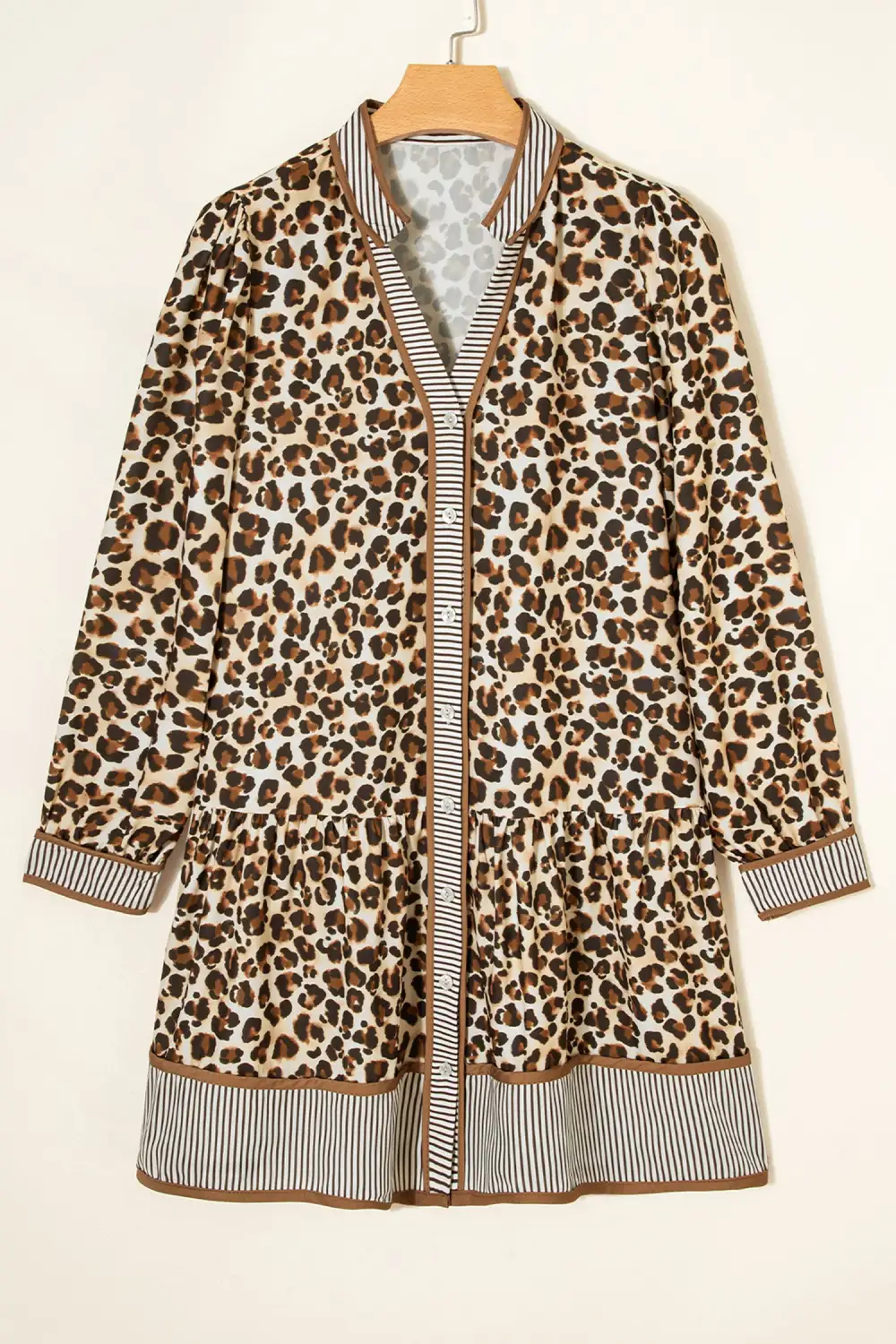 Striped Animal Print Mixed Panel Mini Dress