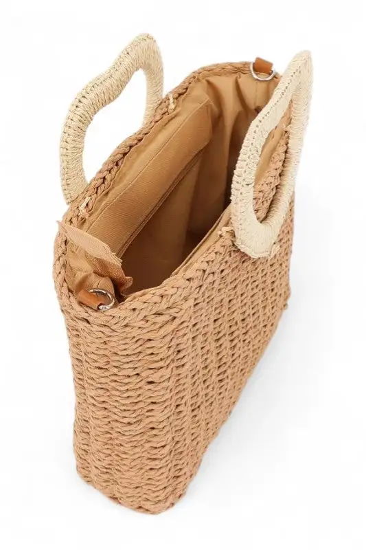 Straw Heart Tote Bag