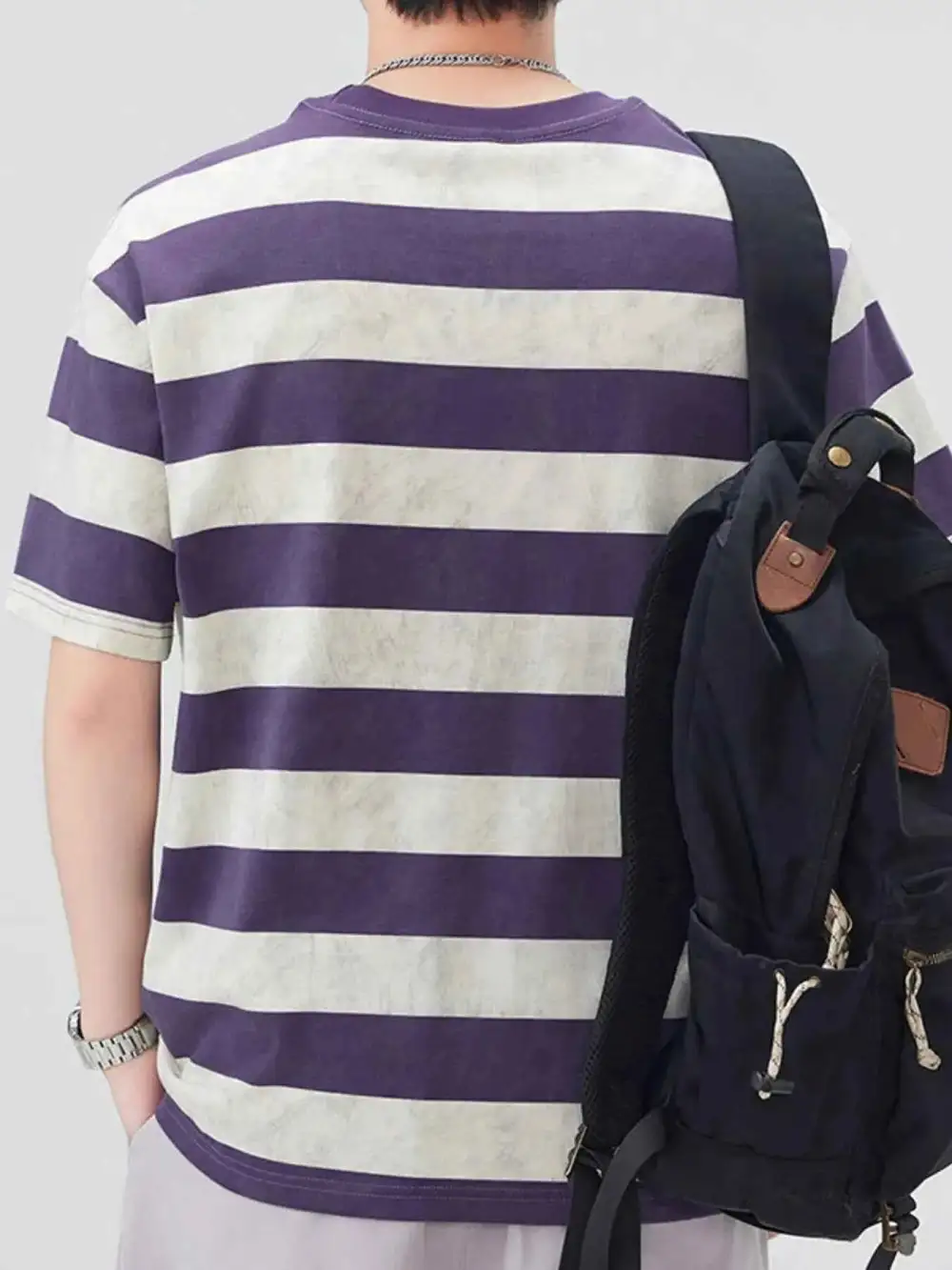 Striped Round Neck Short Sleeve T-Shirt