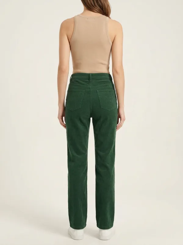 Women's High-Rise Clean-Hem Five-Pocket Corduroy Pants
