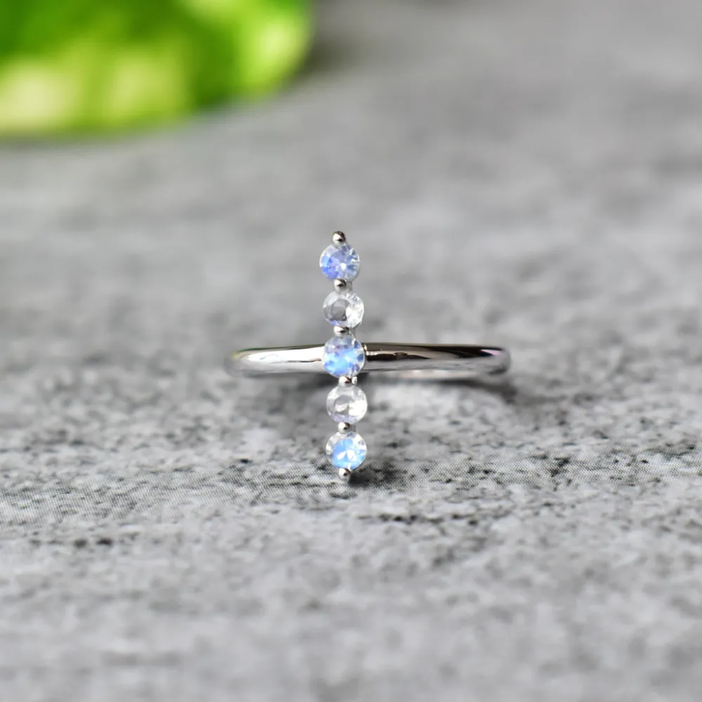 Minimal Serenity Moonstone Ring